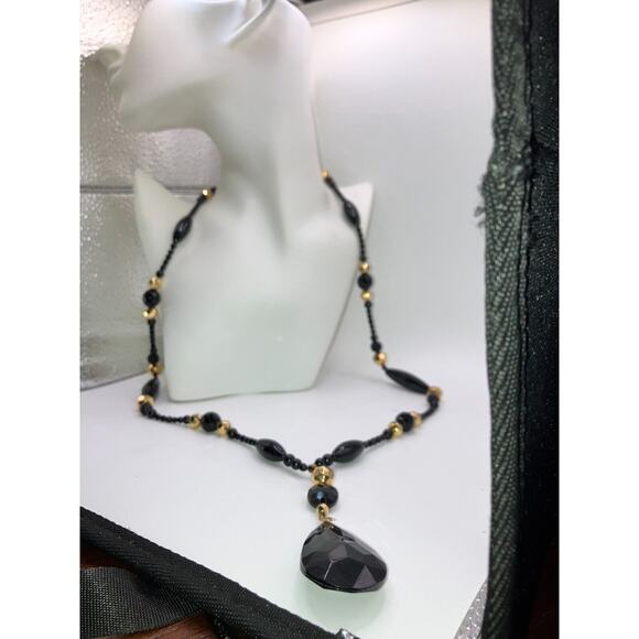 Louis Feraud Paris Vintage Black & Gold Beaded Necklace! - Picture 7 of 14